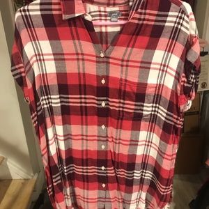 aerie plaid short sleeve boyfriend shirt